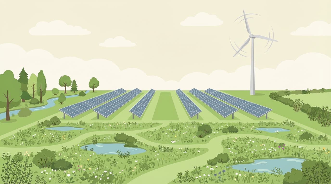 Freiflächenphotovoltaik im Grünland – Energiepark Bennien mit naturnaher Gestaltung